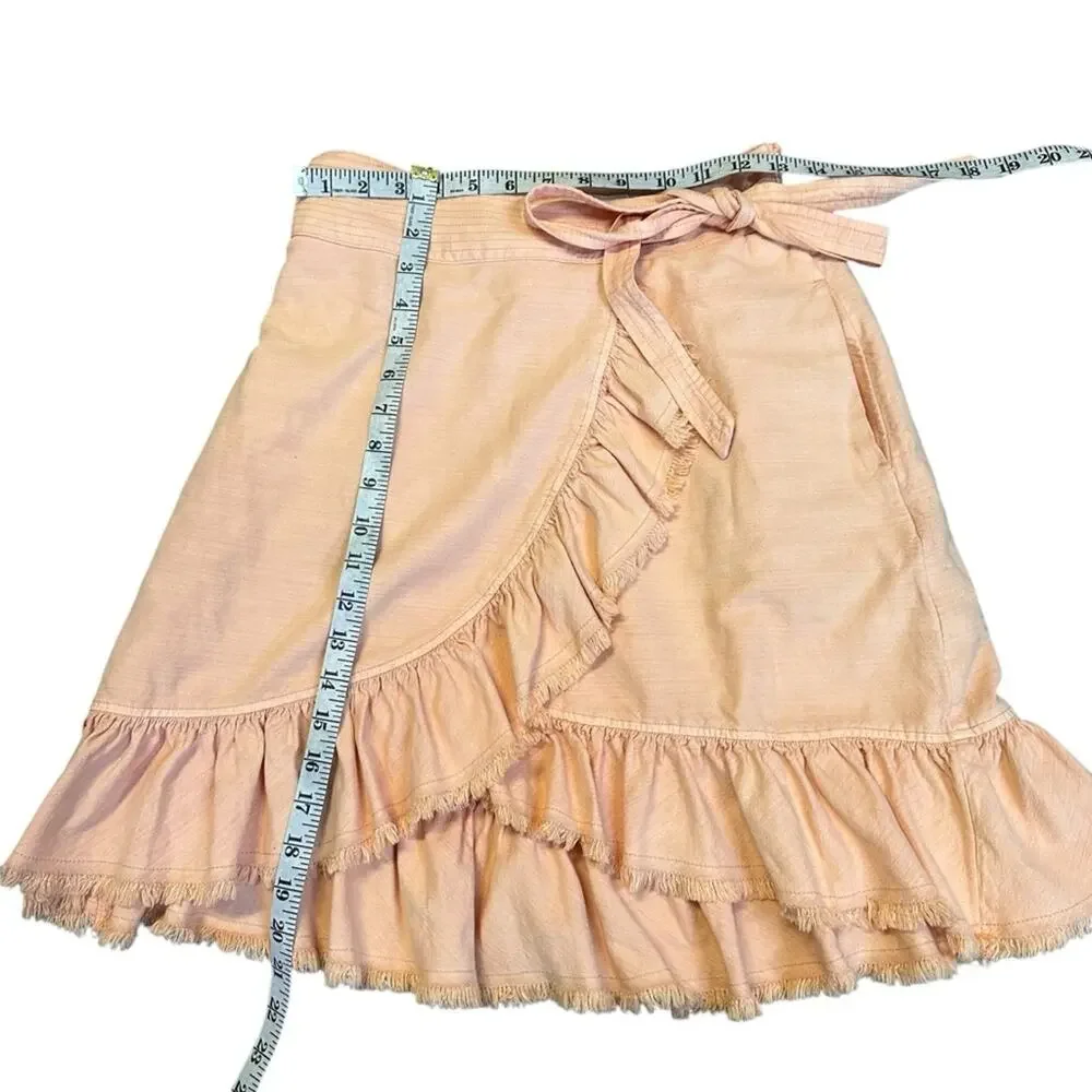 Anthropologie Pilcro Nettie Peach Ruffle Wrap Skirt Size Small